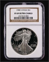 1988-S $1 Silver Eagle PF69 Ultra Cameo PR69