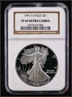 1991-S $1 Silver Eagle PF69 Ultra Cameo NGC PR69