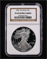 2001-W $1 Silver Eagle PF69 Ultra Cameo NGC PR69