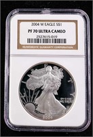 2004-W $1 Silver Eagle PF70 Ultra Cameo NGC PR70