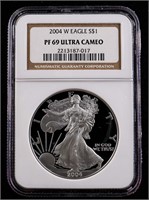 2004-W $1 Silver Eagle PF69 Ultra Cameo NGC PR69