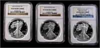 Three 2014-W Silver Eagles Proof Ultra Cameo NGC