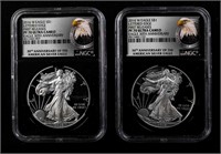 Two 2016-W $1 Silver Eagle PF70 NGC Ultra Cameo
