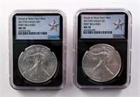 Two 2017-W $1 Silver Eagle MS70 NGC First Releases