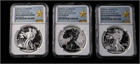 Three 2013-W $1 Silver Eagles set NGC Enhanced RV