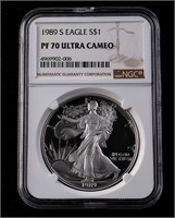 1989-S $1 Silver Eagle PF70 Ultra Cameo NGC PR70