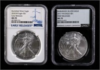 2017-W, 2018-W $1 Silver Eagles Burnished NGC MS70
