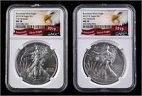 Two 2019-W $1 Silver Eagles Burnished MS70 NGC