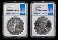 Two 2020 $1 Silver Eagles NGC PF70