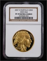 2007-W $50 Gold Buffalo PF70 NGC Ultra Cameo PR70