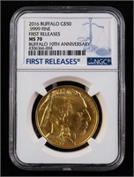 2016 $50 Buffalo MS70 NGC First Releases 10th Anni