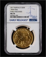 2017 $50 Gold Buffalo MS70 Early Releases NGC
