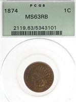 1874 Indian Head Cent (PCGS MS63RB)