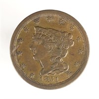 1851 Braided Hair Half Cent (AU?)