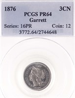 1876 Three Cent Nickel (PCGS PR64 - Garrett)