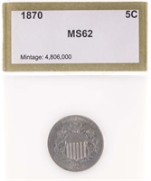 1870 Shield Nickel (Slabbed UNC?)