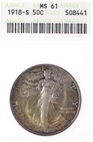 1918-s Walking Liberty Half Dollar (ANACS MS61)