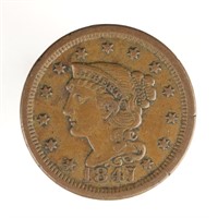 1847 Braided Hair Large Cent - lg/sm 47? (XF?)
