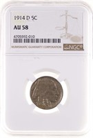 1914-d Buffalo Nickel (NGC AU58) - SEMI KEY