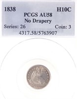 1838 Std. Lib. Half Dime - No Drapery (PCGS AU58)