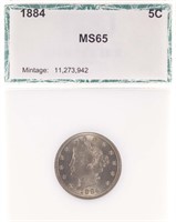 1884 Liberty "V" Nickel (Slabbed, Gem UNC?)