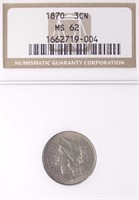 1870 Three Cent Nickel (NGC MS62)