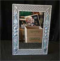 22x16" SILVER & TEAL EMBOSSED MIRROR