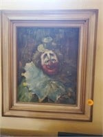 FRAMED CLOWN PAINTING ON CANVAS