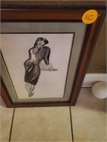 FRAMED BLACK AND WHITE WOMAN SKETCH