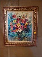 NICE FRAMED BOQUET OF FLOWERS ON CANVAS