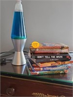COLLECTION OF BOOKS AND LAVA LAMP