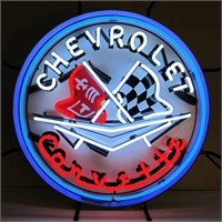 36" Chevrolet Corvette Flags Neon Sign