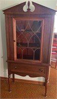 ANTIQUE HUTCH CABINET WITH GLASS DOOR