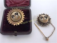 Antique Gold & Porcelain Japanese Pins