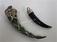Silver & Jade Horn Pendants