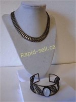 Sterling Chain & Sculpted Bangle