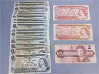 Collectable One & Two Canadian Dollar Bills