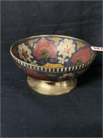 Decorative multicolor metal bowl with gold medal