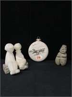 Christmas ornament & marble statues