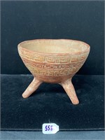 antique artifact Handmade clay pot w designs