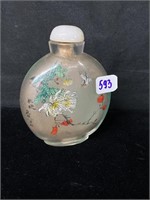 Peking glass snuff bottle bird and bough