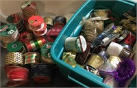 Tote of over 50 rolls of Ribbon Most New