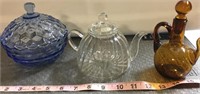Vintage Blue Glass Teapot More