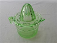 GREEN DEPRESSION GLASS MEASURING CUP & REAMER