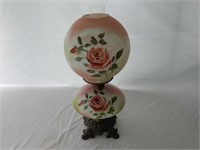 VINTAGE ROSE PATTERN PARLOUR OIL LAMP