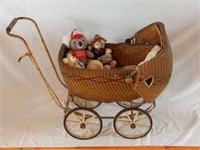 ANTIQUE CHILD'S WICKER DOLL BUGGY