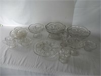 ANTIQUE SET OF 16 FROSTED CRYSTAL FRUIT NAPPIES +