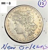 1881 O Morgan US silver dollar New Orleans UNC