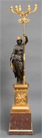 Neoclassical Bronze Athena Sculpture & Candelabrum