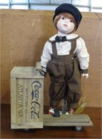 Franklin Heirloom Coca Cola Doll w/Crate/Scooter